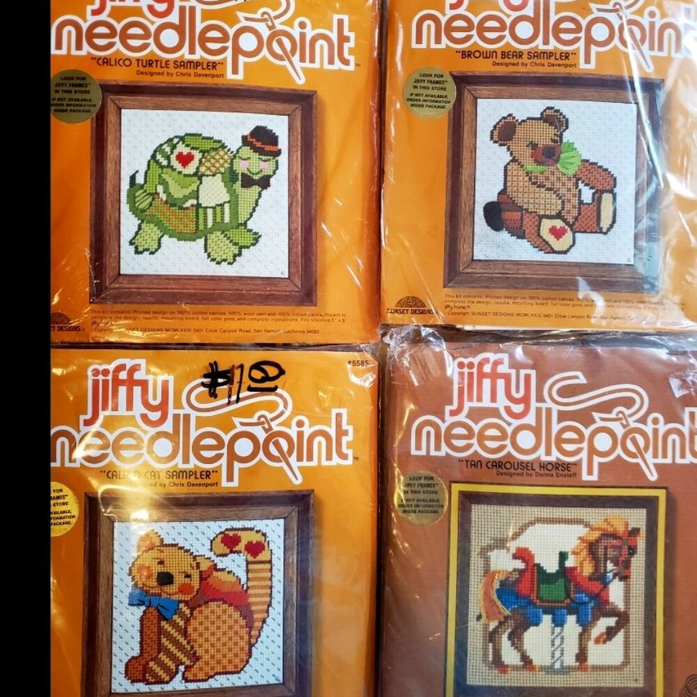 Jiffy Needlepoint Kits by Chris Davenport- / & Carousel Horse by Enstaff-